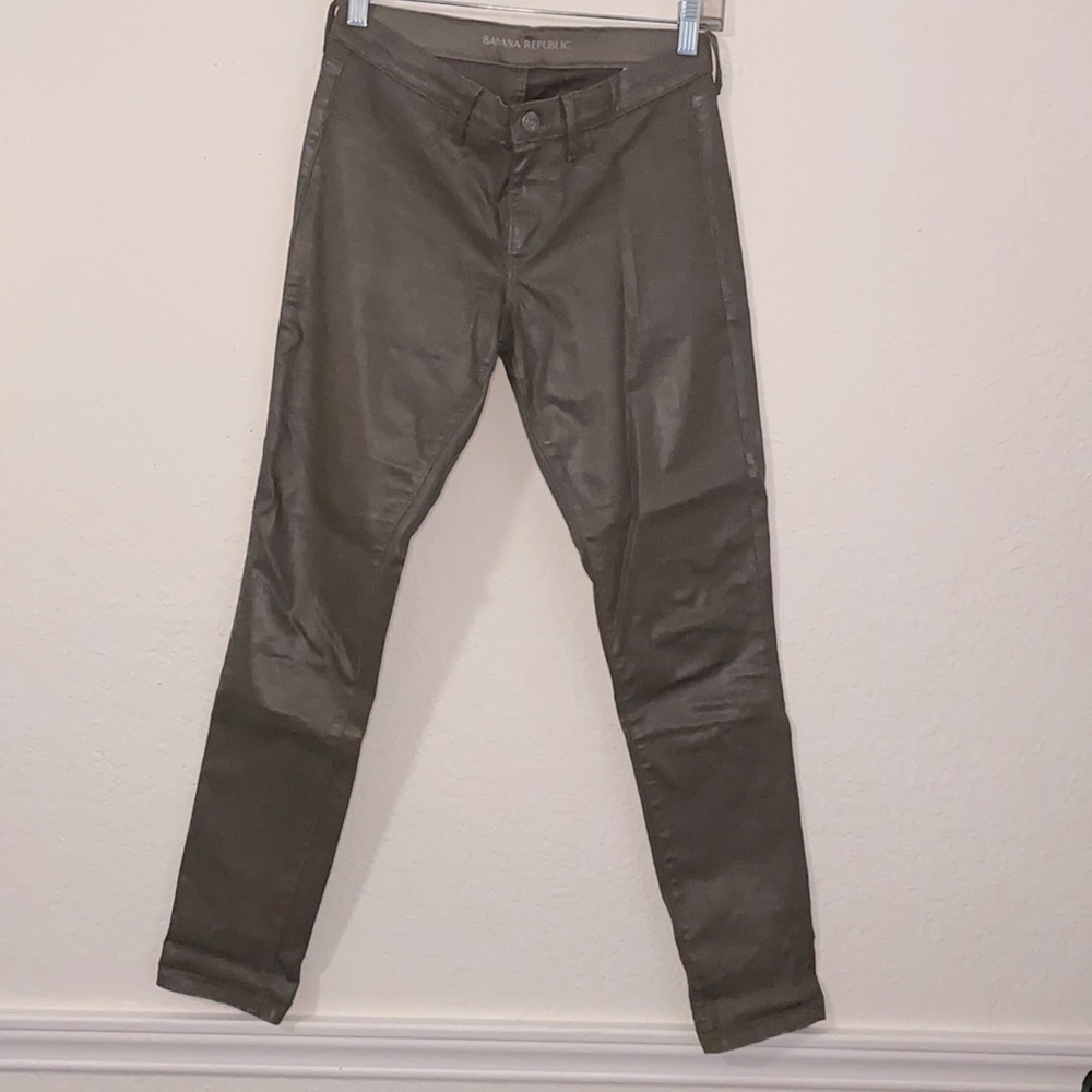 Olive coated skinnies from Banana Republic. 26.